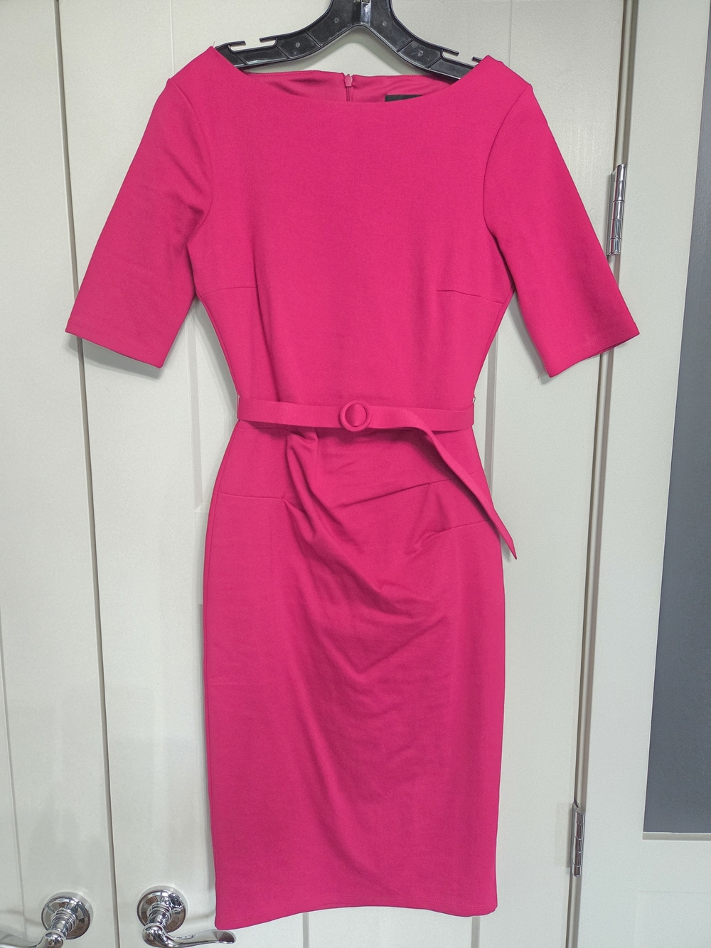 le chateau Fuscia Sheath Dress with Belt